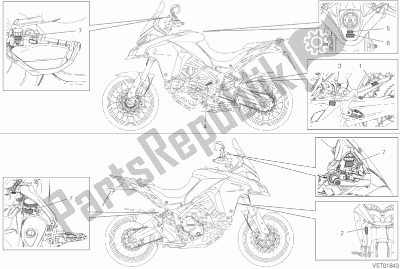 Alle onderdelen voor de Label, Waarschuwing van de Ducati Multistrada 1200 Enduro Touring 2018